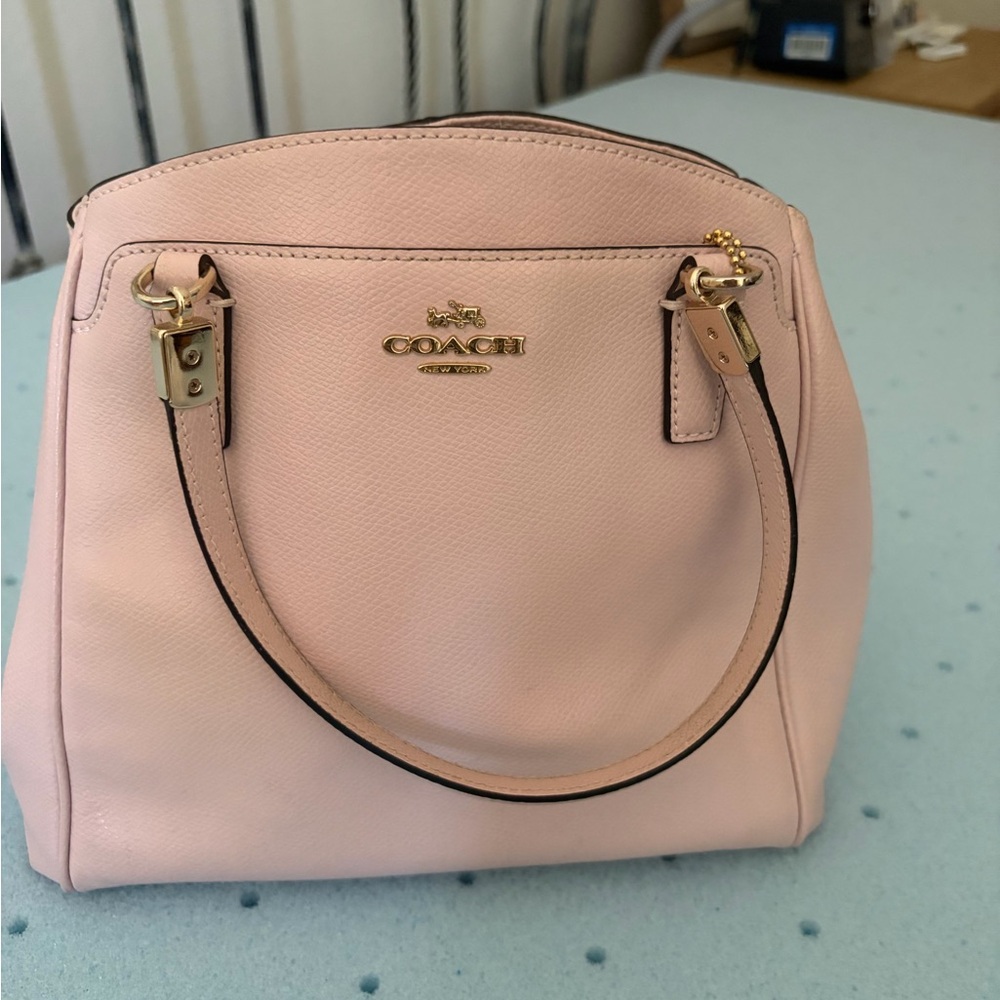 Coach Pale Pink Leather Satchel with Gold Hardware